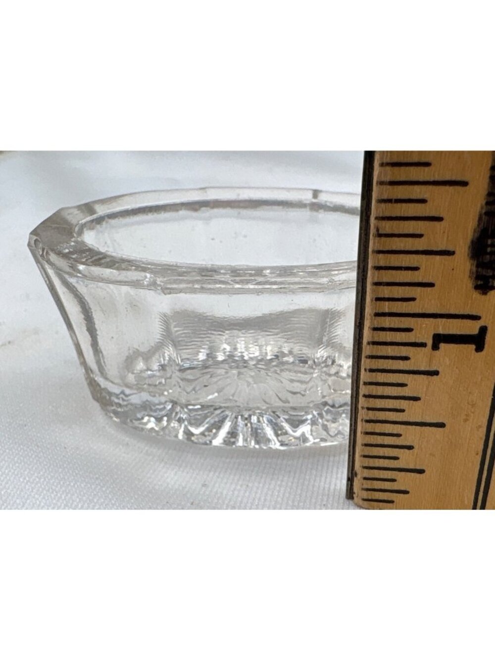 Clear Glass Salt Cellars Set 2 Starburst & Grid Patterns Vintage - Picture 7 of 16